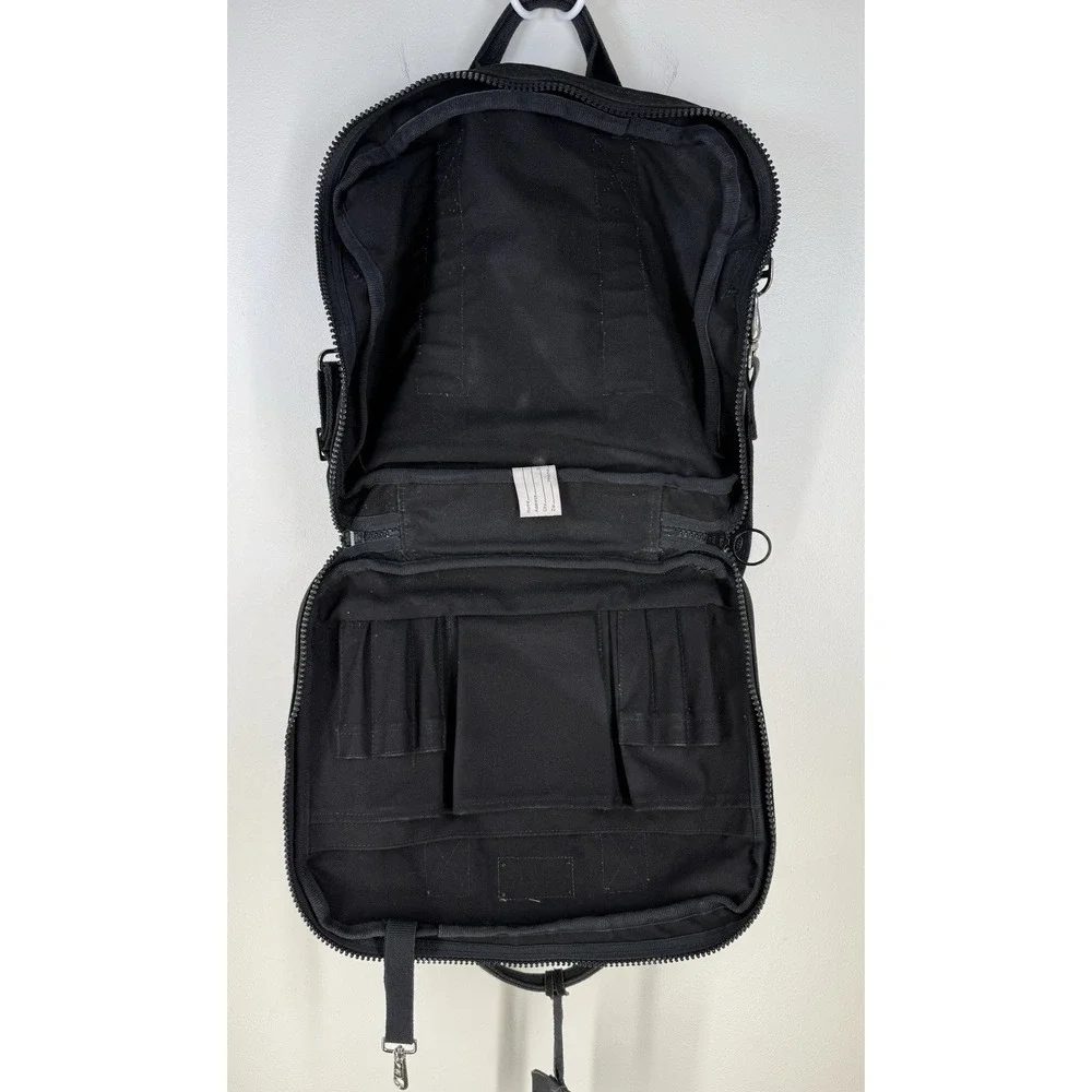 Lands' End Vintage Canvas Leather Square Rigger Bag Black Briefcase Adjustable